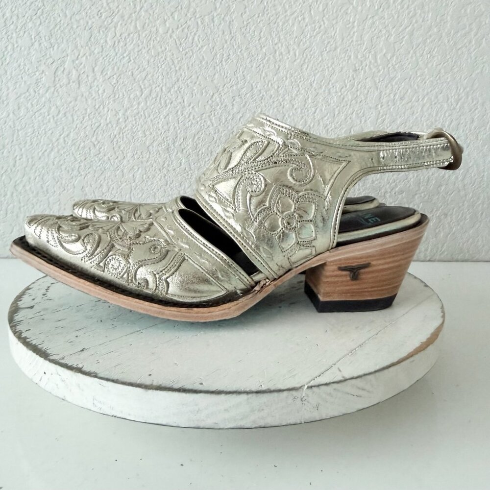 Lane Robin Slingback Mule Gold Cowboy Boots Womens Cowgirl Western Ankle Sz 8.5 - Picture 5 of 13